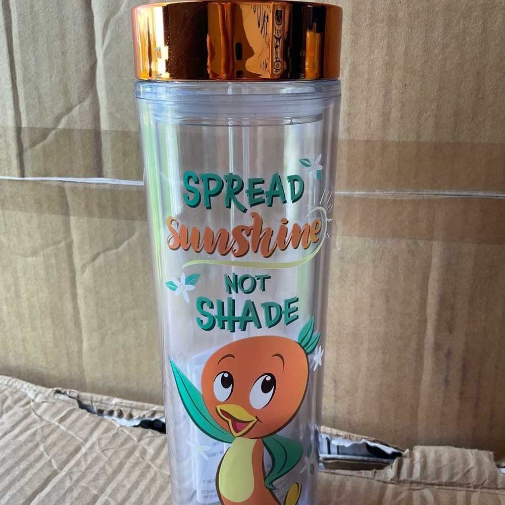 DISNEYS EPCOT ORANGE BIRD TUMBLER  ‘’SPREAD SUNSHINE NOT SHADE ‘’ 2023 retired